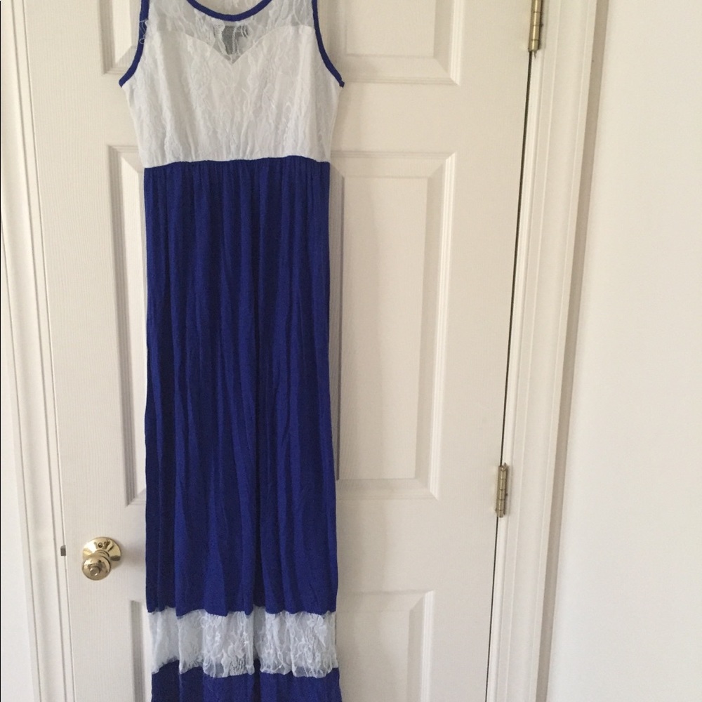 Cotton/lace sleeveless maxi dress
